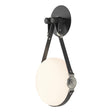 Hubbardton Forge 2020 Black Polished Nickel Black Leather Hubbardton forge Branded Plate Opal Glass (GG) Derby LED Sconce