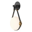 Hubbardton Forge 2020 Black Antique Brass Black Leather Non-Branded Plate Opal Glass (GG) Derby LED Sconce