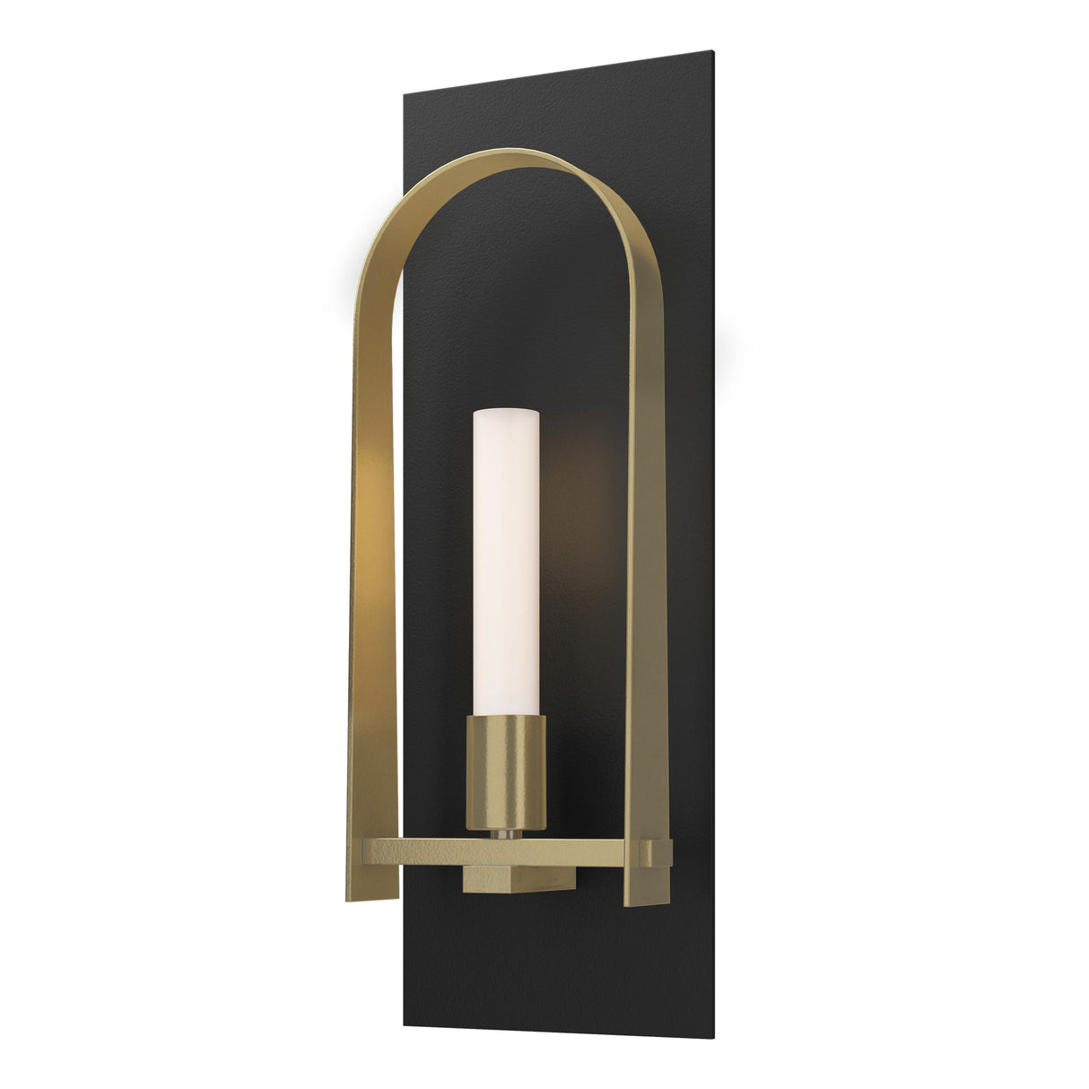 Hubbardton Forge 2023 Black Modern Brass Frosted Glass (FD) Triomphe 1-Light Sconce