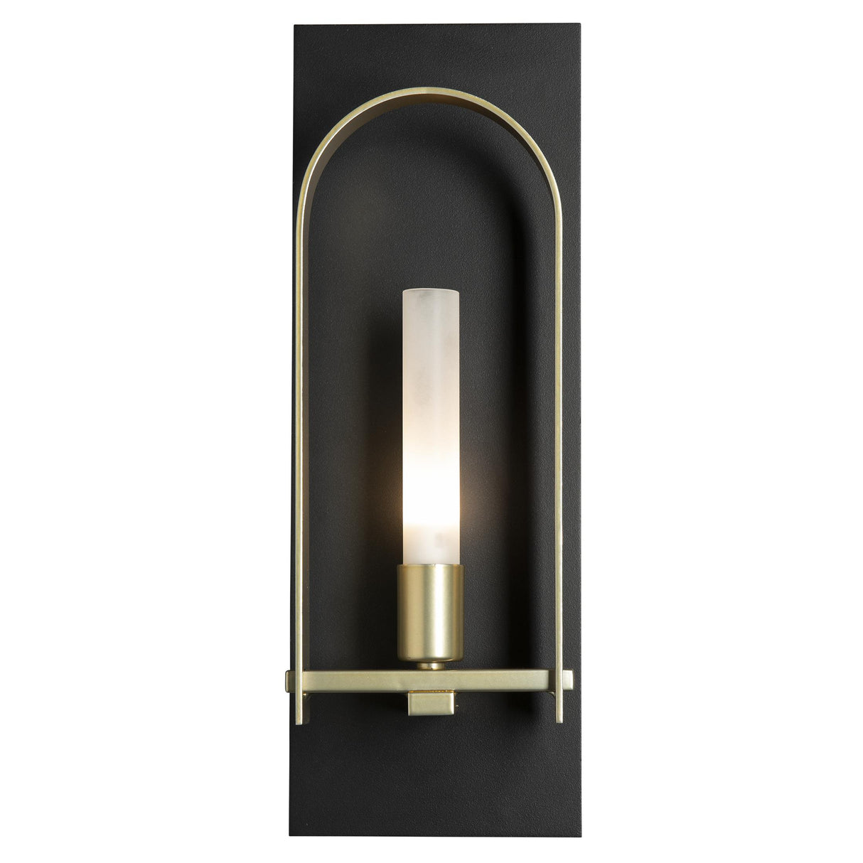 Hubbardton Forge 2023 Black Modern Brass Frosted Glass (FD) Triomphe 1-Light Sconce