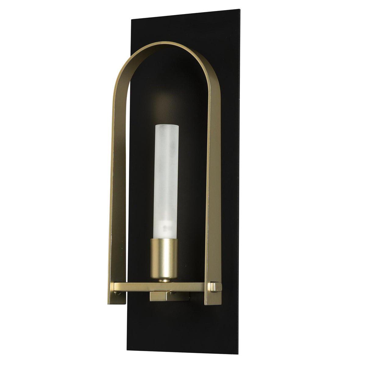 Hubbardton Forge 2023 Black Modern Brass Frosted Glass (FD) Triomphe 1-Light Sconce