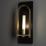 Hubbardton Forge 2023 Black Modern Brass Frosted Glass (FD) Triomphe 1-Light Sconce