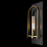 Hubbardton Forge 2023 Black Modern Brass Frosted Glass (FD) Triomphe 1-Light Sconce