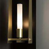 Hubbardton Forge 2023 Black Modern Brass Frosted Glass (FD) Triomphe 1-Light Sconce