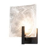 Hubbardton Forge 2022 Black White Swirl Glass (YR) Arc Large 1-Light Bath Sconce