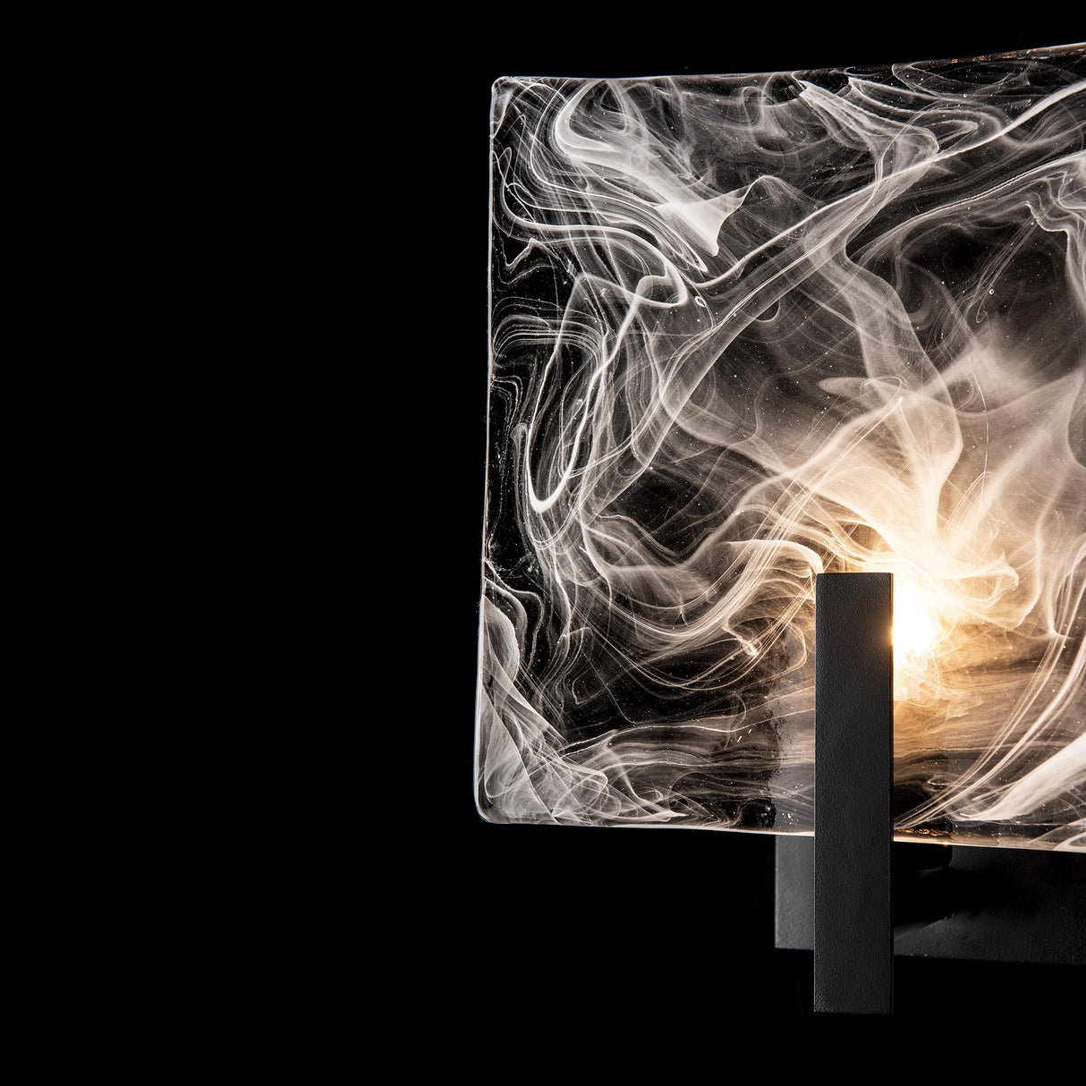 Hubbardton Forge 2022 Black White Swirl Glass (YR) Arc Large 1-Light Bath Sconce