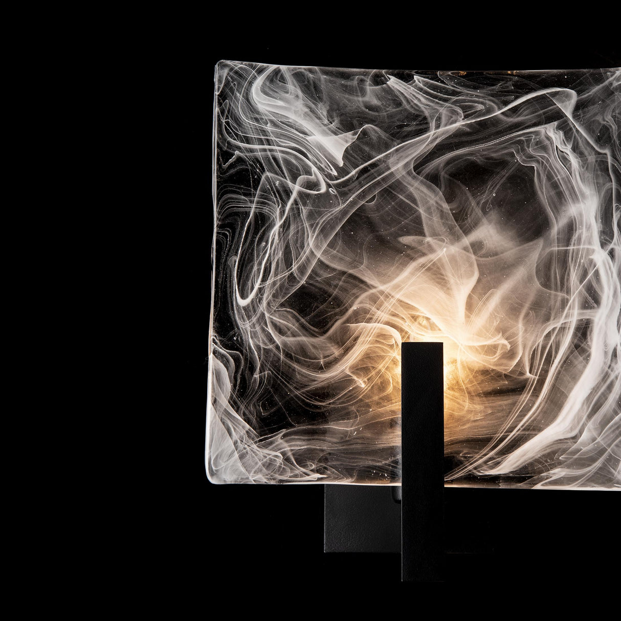 Hubbardton Forge 2022 Black White Swirl Glass (YR) Arc Large 1-Light Bath Sconce