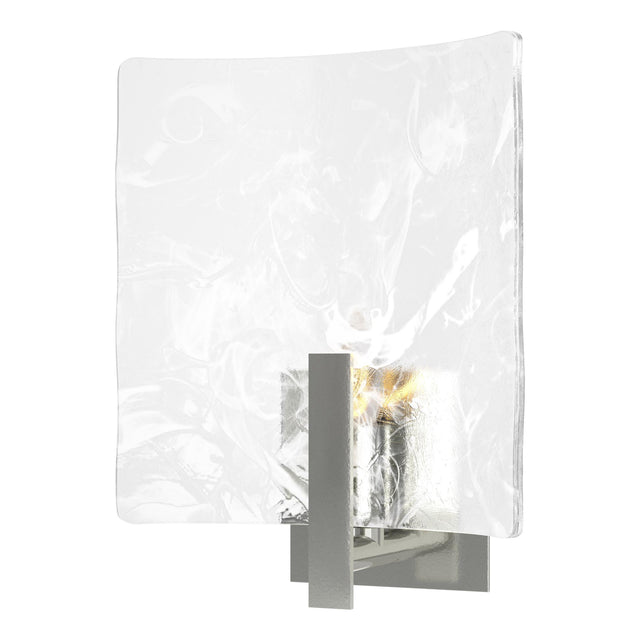 Hubbardton Forge 2022 Sterling White Swirl Glass (YR) Arc Large 1-Light Bath Sconce