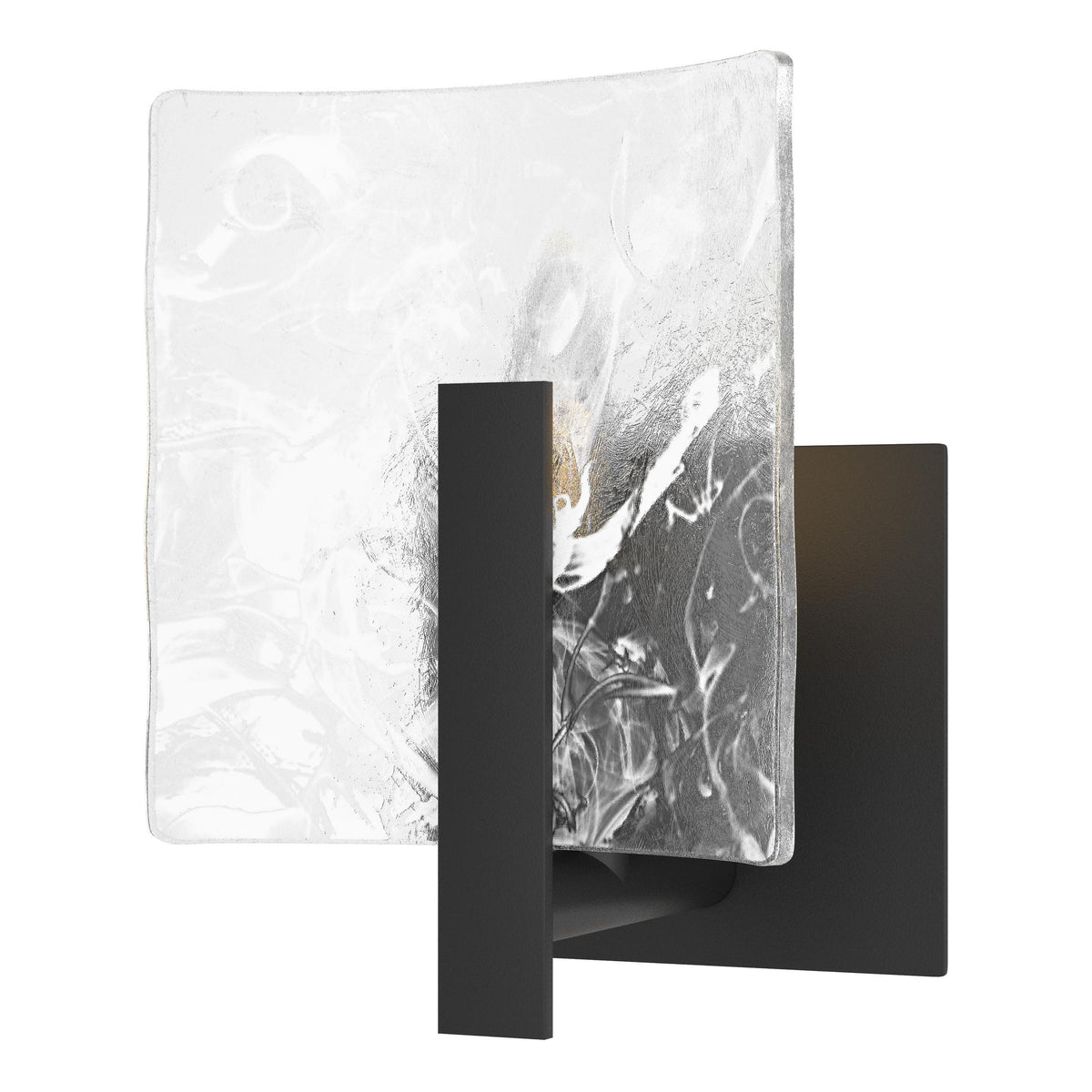 Hubbardton Forge 2022 Black White Swirl Glass (YR) Arc Small 1-Light Bath Sconce