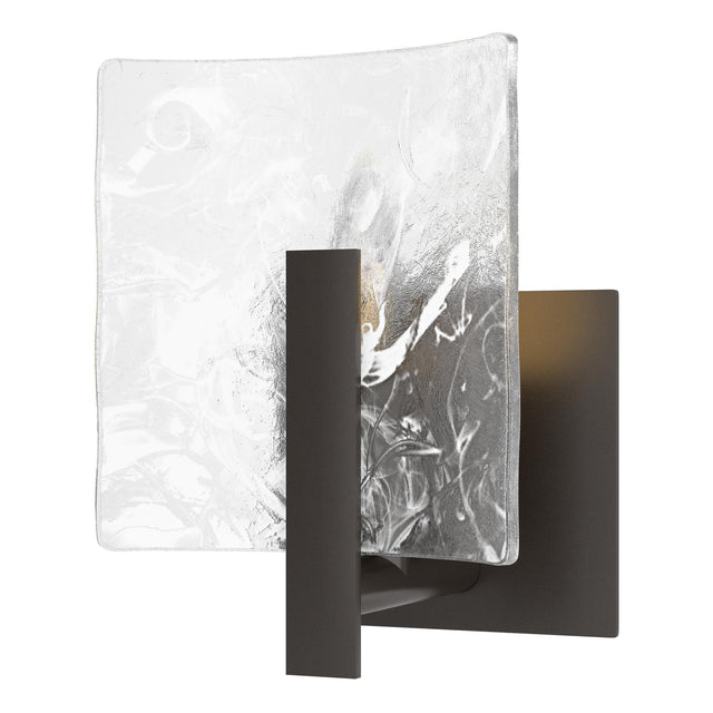 Hubbardton Forge 2022 Oil Rubbed Bronze White Swirl Glass (YR) Arc Small 1-Light Bath Sconce