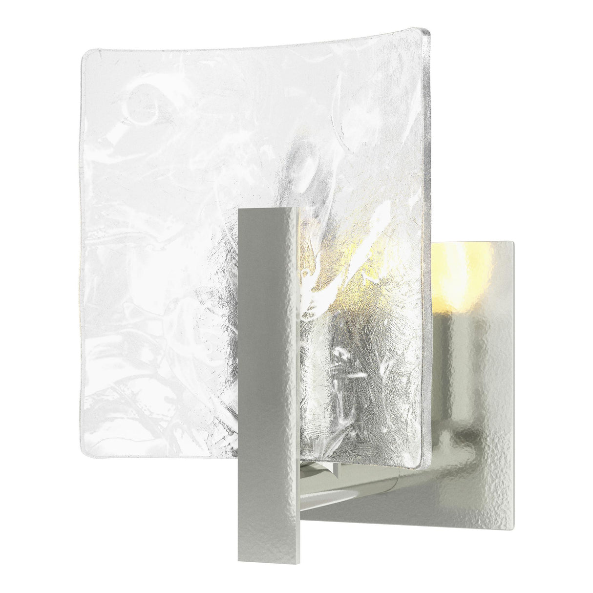 Hubbardton Forge 2022 Sterling White Swirl Glass (YR) Arc Small 1-Light Bath Sconce
