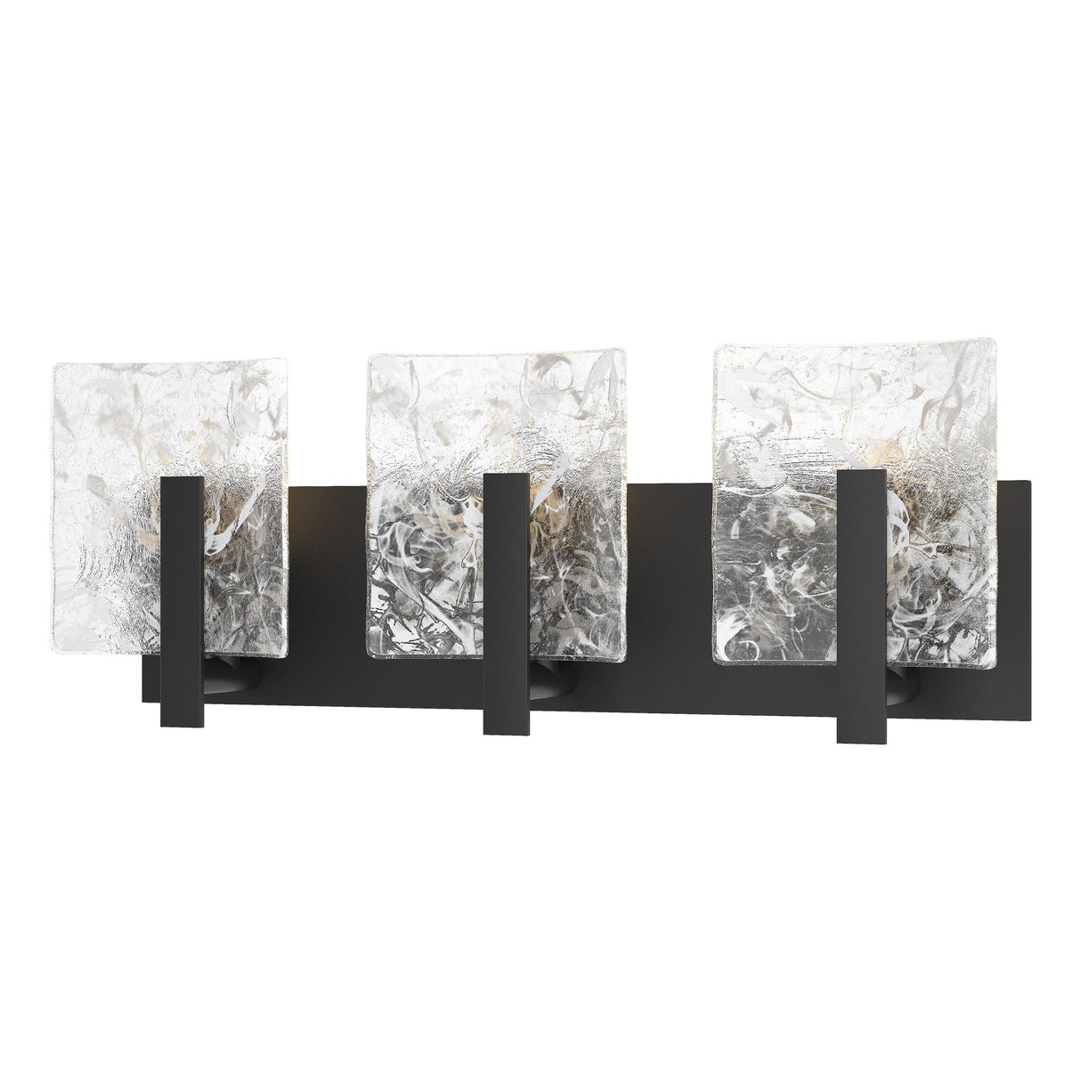 Hubbardton Forge 2022 Black White Swirl Glass (YR) Arc 3-Light Bath Sconce