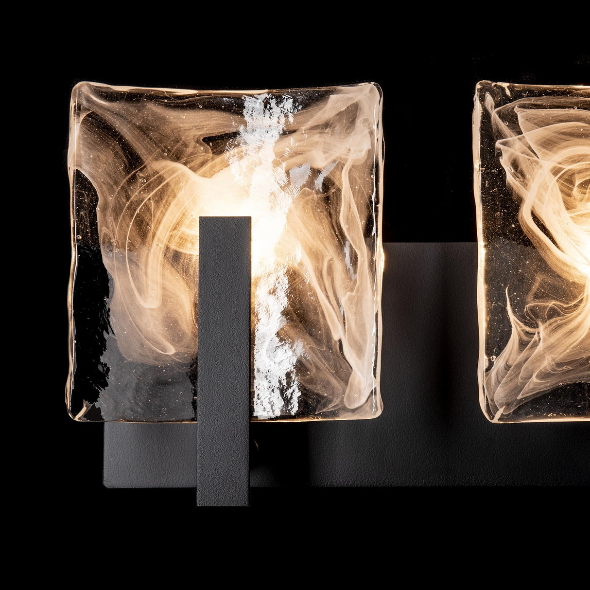 Hubbardton Forge 2022 Black White Swirl Glass (YR) Arc 3-Light Bath Sconce