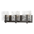 Hubbardton Forge 2022 Oil Rubbed Bronze White Swirl Glass (YR) Arc 3-Light Bath Sconce