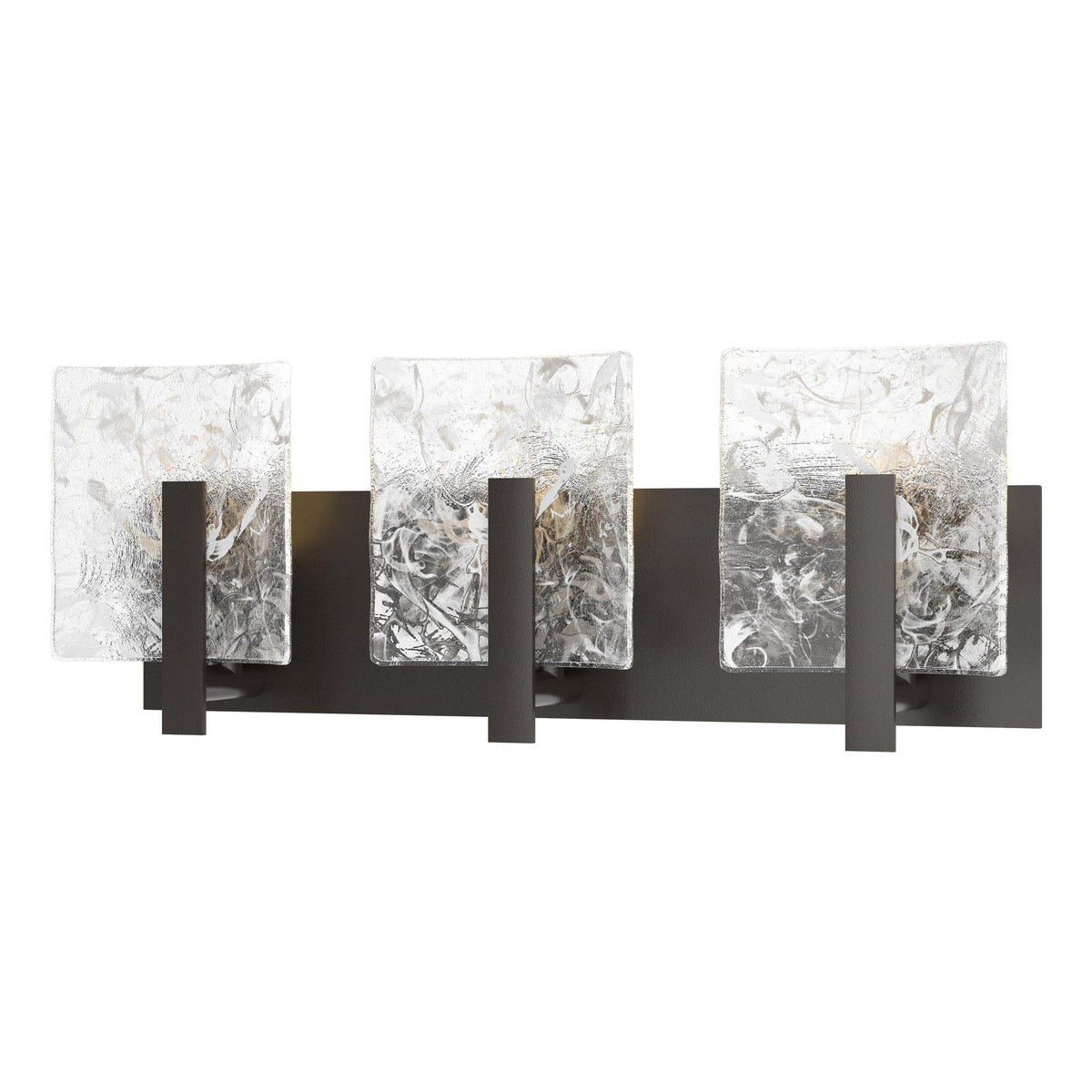 Hubbardton Forge 2022 Oil Rubbed Bronze White Swirl Glass (YR) Arc 3-Light Bath Sconce