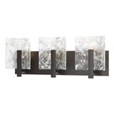 Hubbardton Forge 2022 Oil Rubbed Bronze White Swirl Glass (YR) Arc 3-Light Bath Sconce