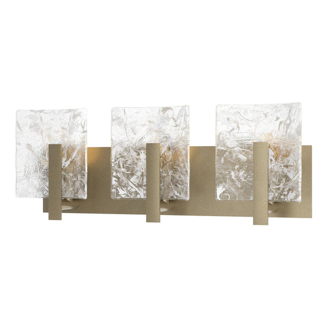 Hubbardton Forge 2022 Soft Gold White Swirl Glass (YR) Arc 3-Light Bath Sconce