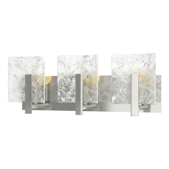 Hubbardton Forge 2022 Sterling White Swirl Glass (YR) Arc 3-Light Bath Sconce