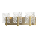 Hubbardton Forge 2022 Modern Brass White Swirl Glass (YR) Arc 3-Light Bath Sconce