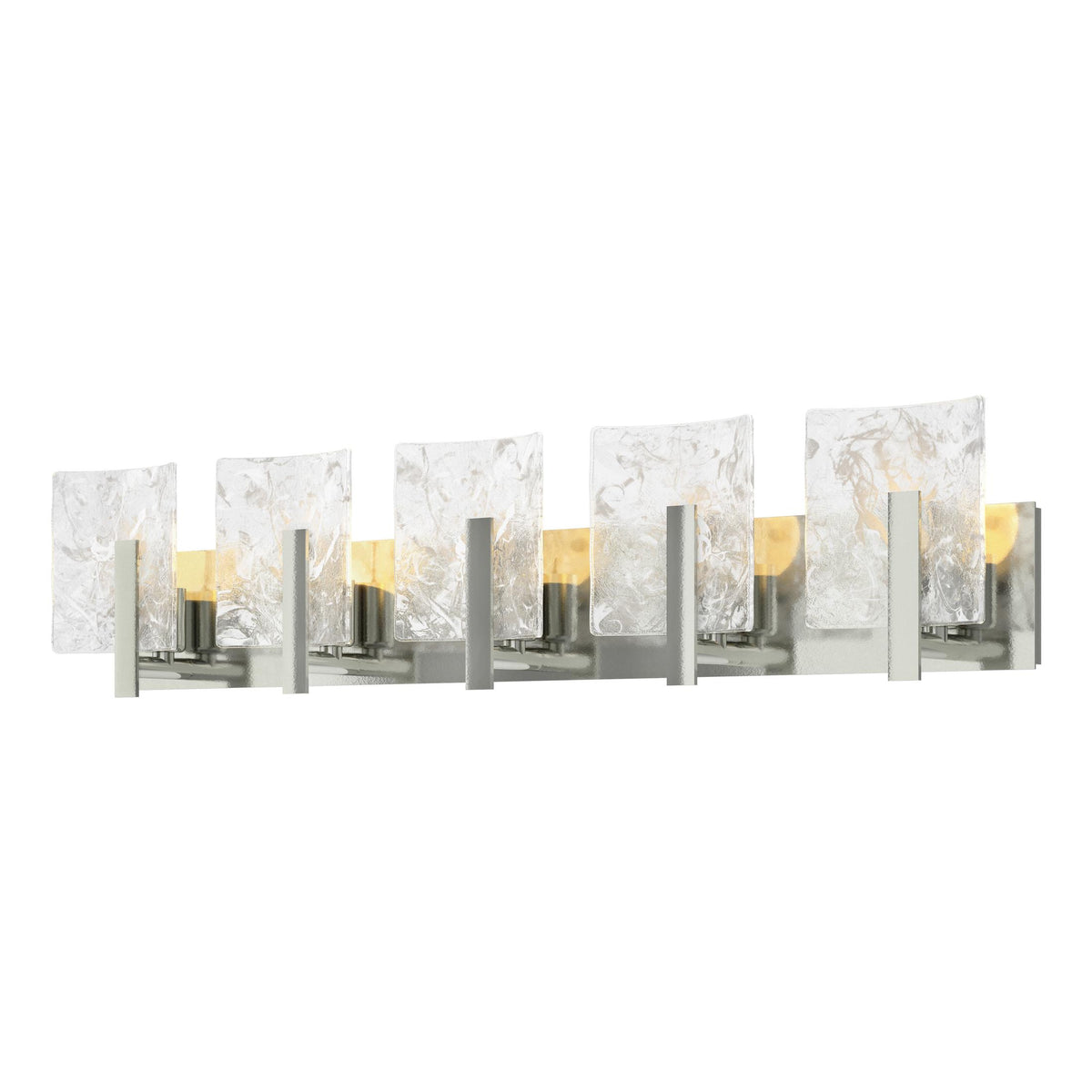 Hubbardton Forge 2022 Sterling White Swirl Glass (YR) Arc 5-Light Bath Sconce
