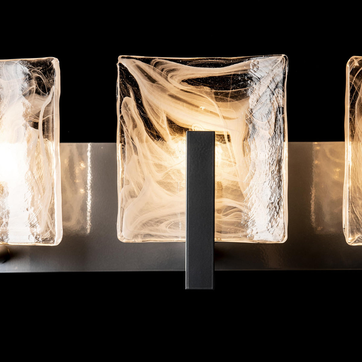 Hubbardton Forge 2022 Sterling White Swirl Glass (YR) Arc 5-Light Bath Sconce