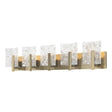 Hubbardton Forge 2022 Modern Brass White Swirl Glass (YR) Arc 5-Light Bath Sconce