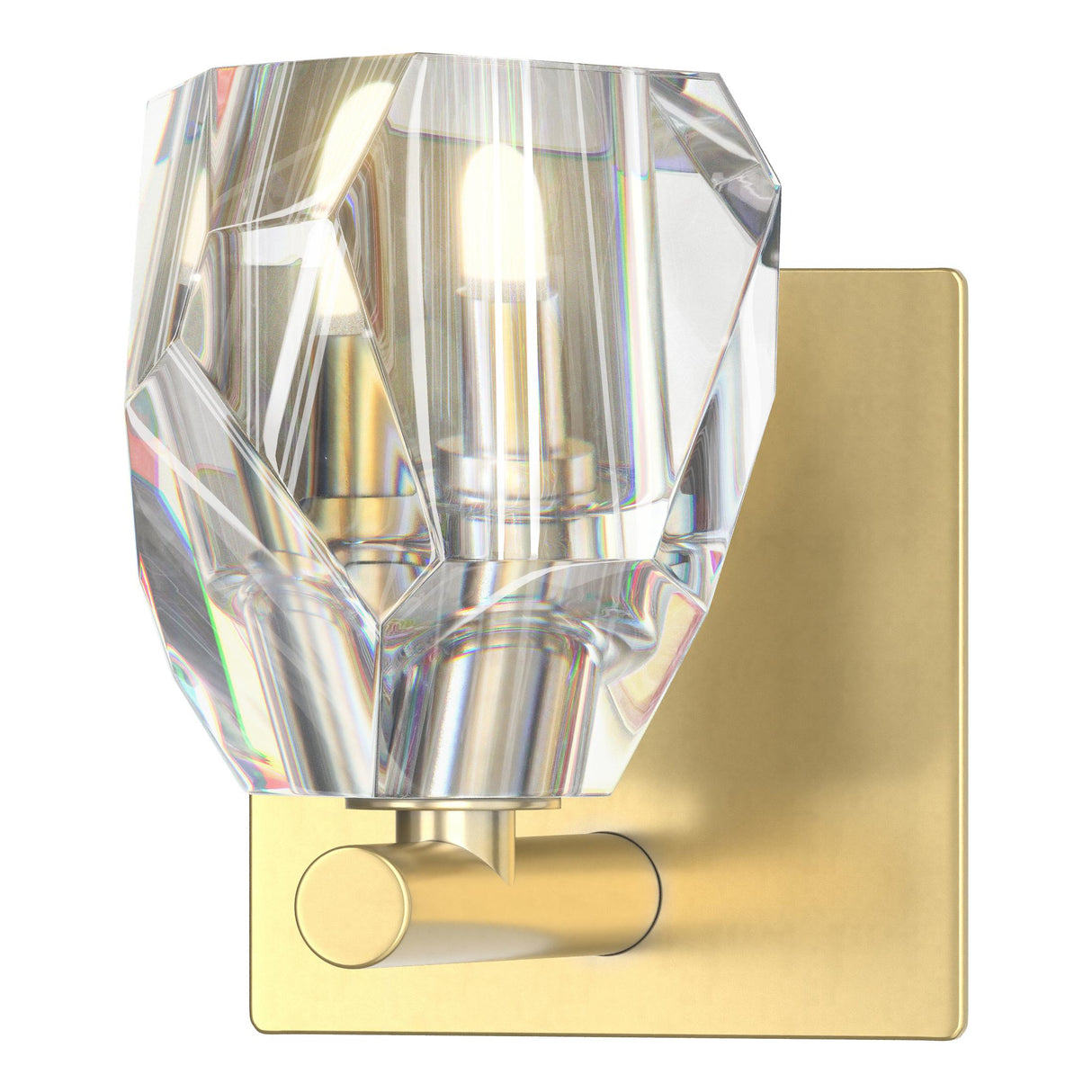 Hubbardton Forge 2022 Modern Brass Crystal Gatsby 1-Light Bath Sconce