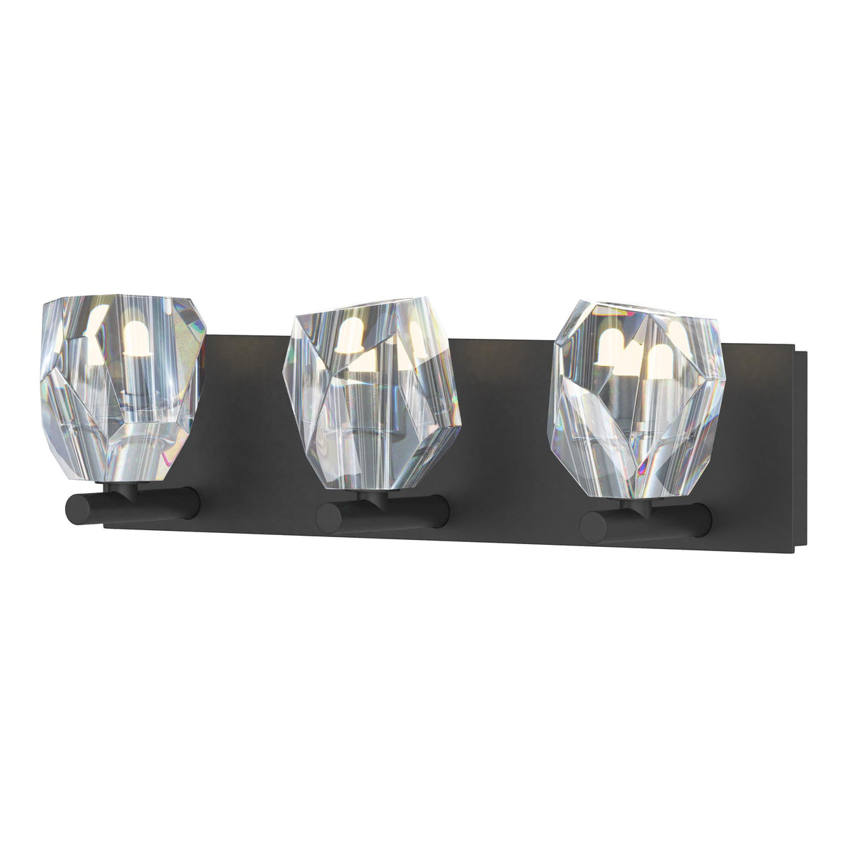 Hubbardton Forge 2022 Black Crystal Gatsby 3-Light Bath Sconce
