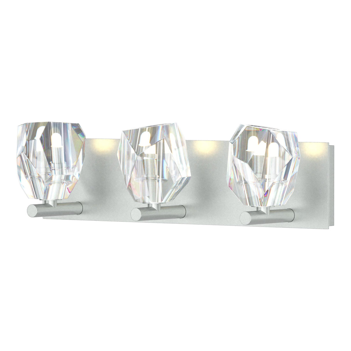 Hubbardton Forge 2022 Vintage Platinum Crystal Gatsby 3-Light Bath Sconce