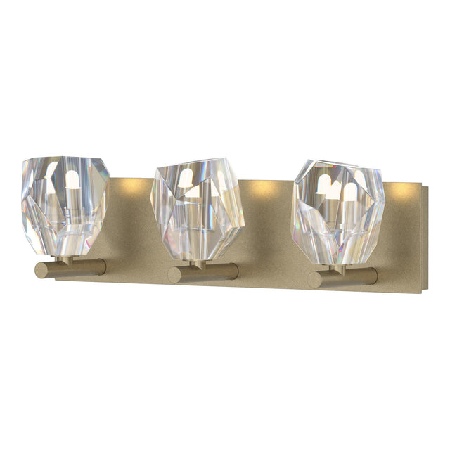 Hubbardton Forge 2022 Soft Gold Crystal Gatsby 3-Light Bath Sconce