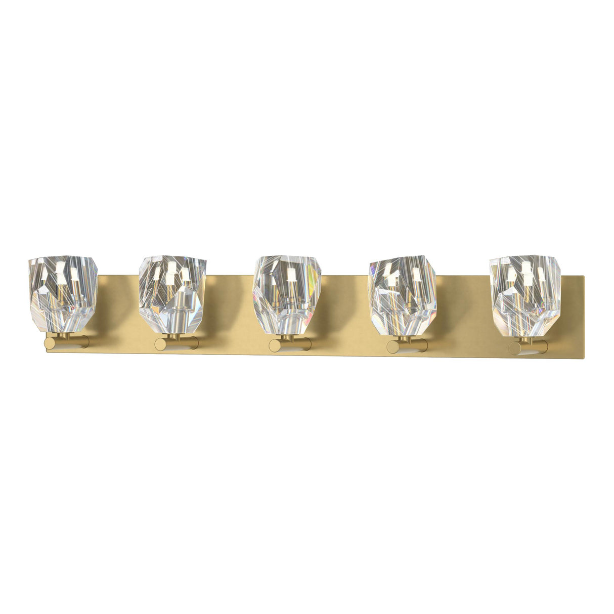 Hubbardton Forge 2022 Modern Brass Crystal Gatsby 5-Light Bath Sconce