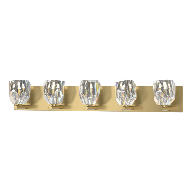 Hubbardton Forge 2022 Modern Brass Crystal Gatsby 5-Light Bath Sconce