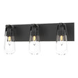 Hubbardton Forge 2022 Black Clear Glass (ZM) Eos 3-Light Bath Sconce