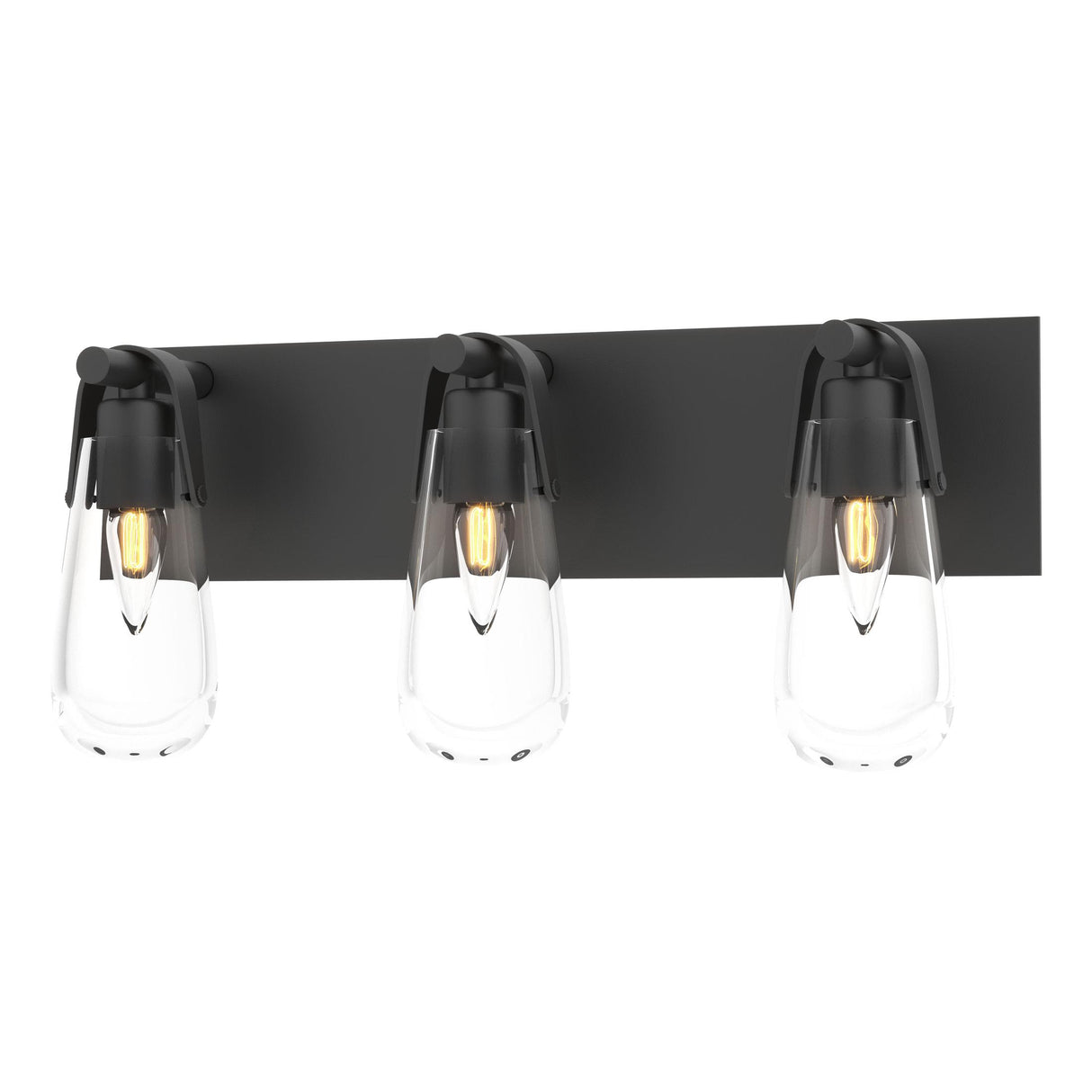 Hubbardton Forge 2022 Black Clear Glass (ZM) Eos 3-Light Bath Sconce