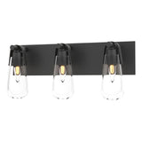 Hubbardton Forge 2022 Black Clear Glass (ZM) Eos 3-Light Bath Sconce