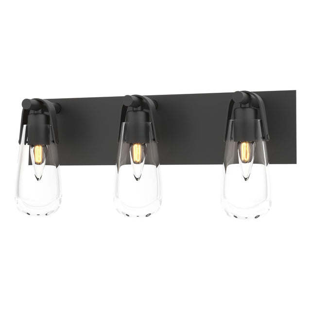 Hubbardton Forge 2022 Black Clear Glass (ZM) Eos 3-Light Bath Sconce