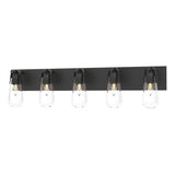 Hubbardton Forge 2022 Black Clear Glass (ZM) Eos 5-Light Bath Sconce