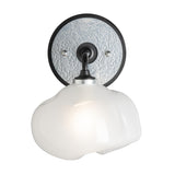 Hubbardton Forge 2022 Black Sterling Frosted Glass (FD) Ume 1-Light Curved Arm Bath Sconce