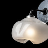 Hubbardton Forge 2022 Black Sterling Frosted Glass (FD) Ume 1-Light Curved Arm Bath Sconce