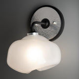 Hubbardton Forge 2022 Black Sterling Frosted Glass (FD) Ume 1-Light Curved Arm Bath Sconce