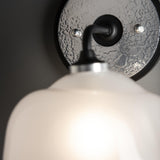 Hubbardton Forge 2022 Black Sterling Frosted Glass (FD) Ume 1-Light Curved Arm Bath Sconce