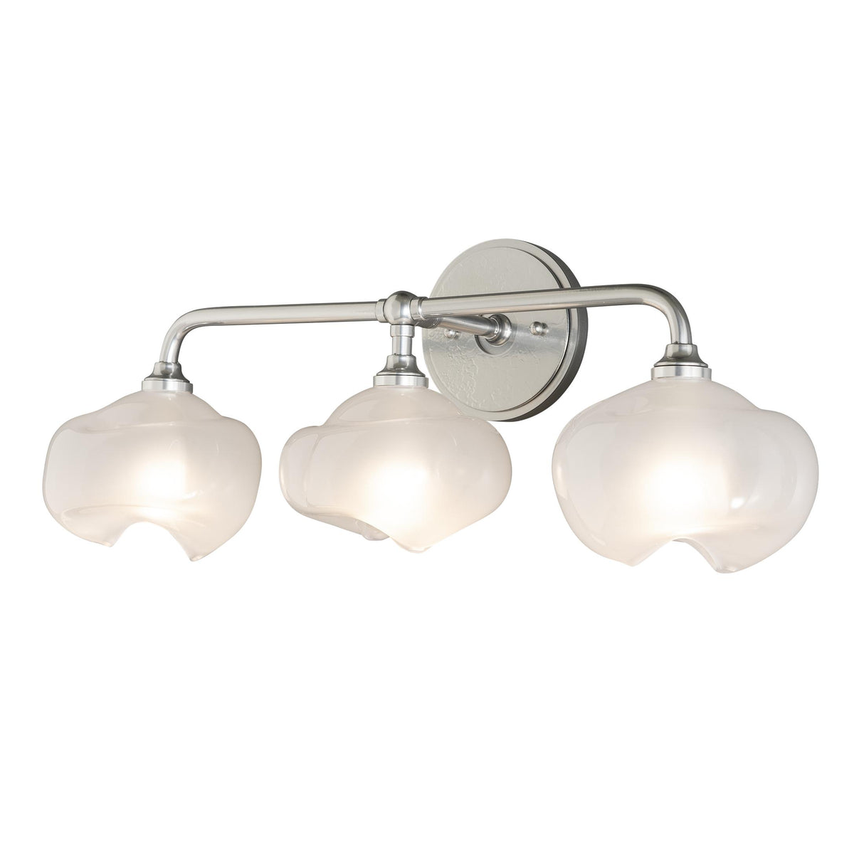 Hubbardton Forge 2022 Sterling Sterling Frosted Glass (FD) Ume 3-Light Curved Arm Bath Sconce