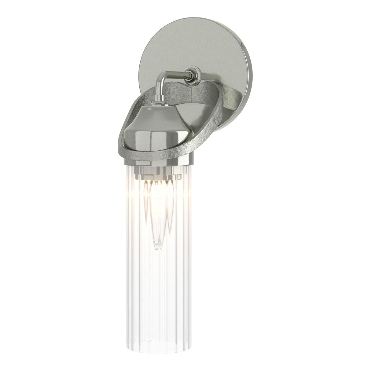 Hubbardton Forge 2022 Sterling Clear Glass (ZM) Bow 1-Light Bath Sconce