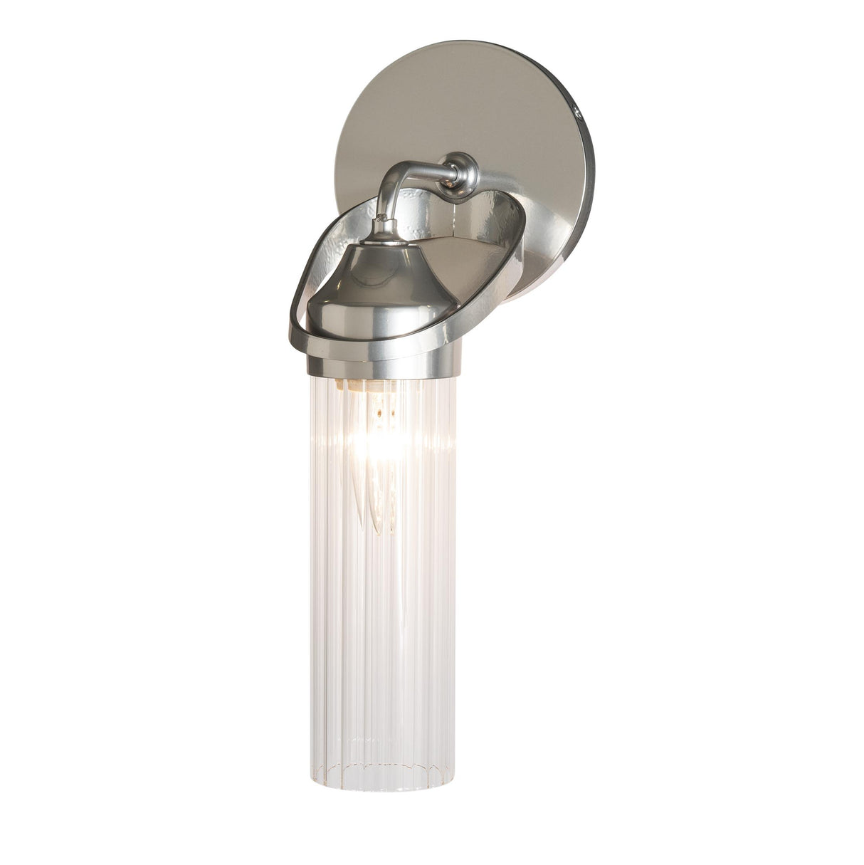 Hubbardton Forge 2022 Sterling Clear Glass (ZM) Bow 1-Light Bath Sconce