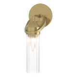 Hubbardton Forge 2022 Modern Brass Clear Glass (ZM) Bow 1-Light Bath Sconce