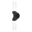 Hubbardton Forge 2022 Black Clear Glass (ZM) Bow 2-Light Bath Sconce