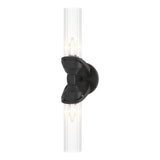 Hubbardton Forge 2022 Black Clear Glass (ZM) Bow 2-Light Bath Sconce