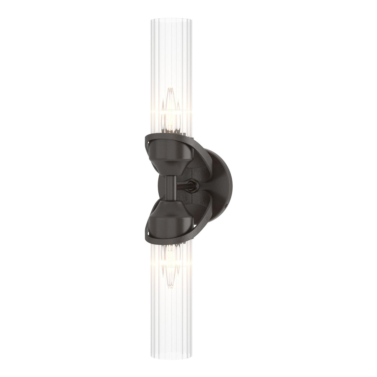 Hubbardton Forge 2022 Oil Rubbed Bronze Clear Glass (ZM) Bow 2-Light Bath Sconce