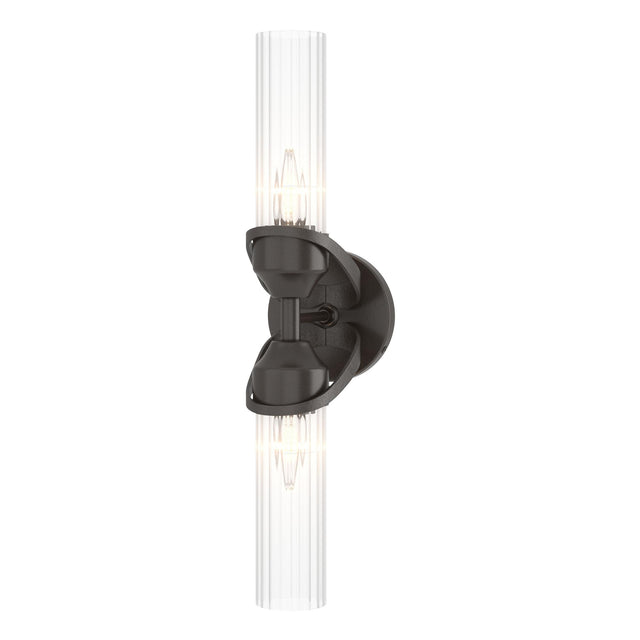 Hubbardton Forge 2022 Oil Rubbed Bronze Clear Glass (ZM) Bow 2-Light Bath Sconce