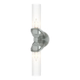 Hubbardton Forge 2022 Vintage Platinum Clear Glass (ZM) Bow 2-Light Bath Sconce